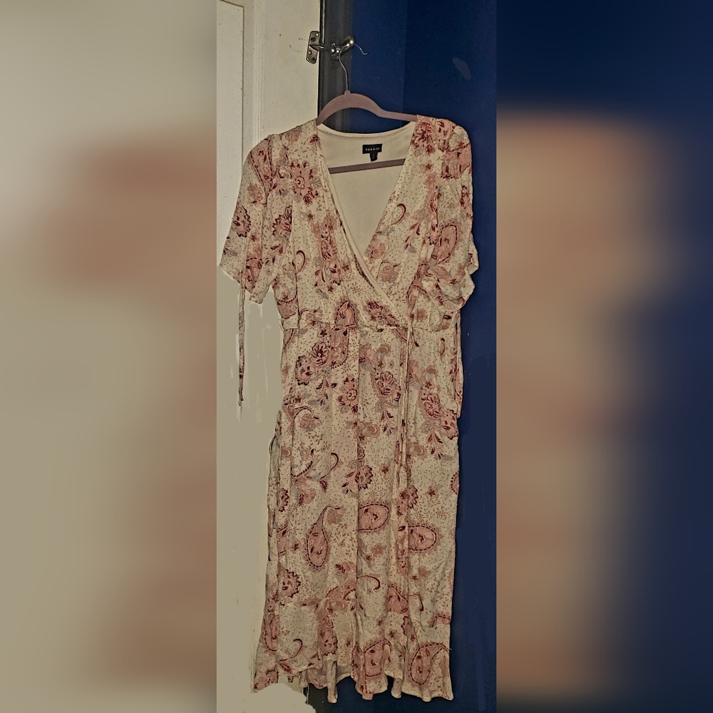Torrid Cream and Pink Paisley Midi Dress